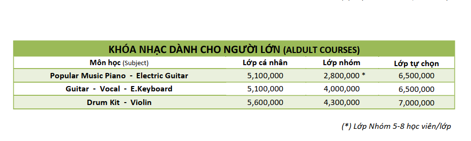 học phí trường nhạc việt thương music