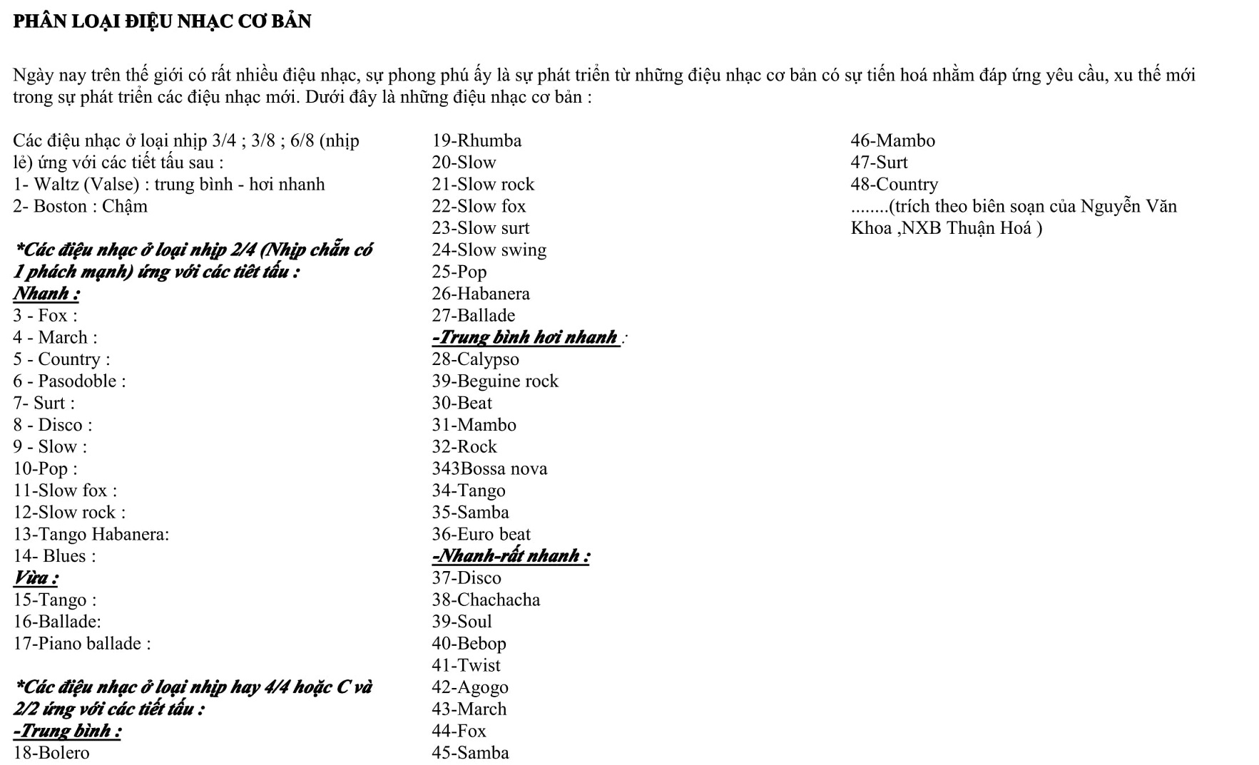 Các điệu đàn Guitar phổ biến và Cách đánh