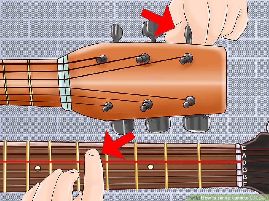 Tiếp đến dây D, chỉnh xuống C