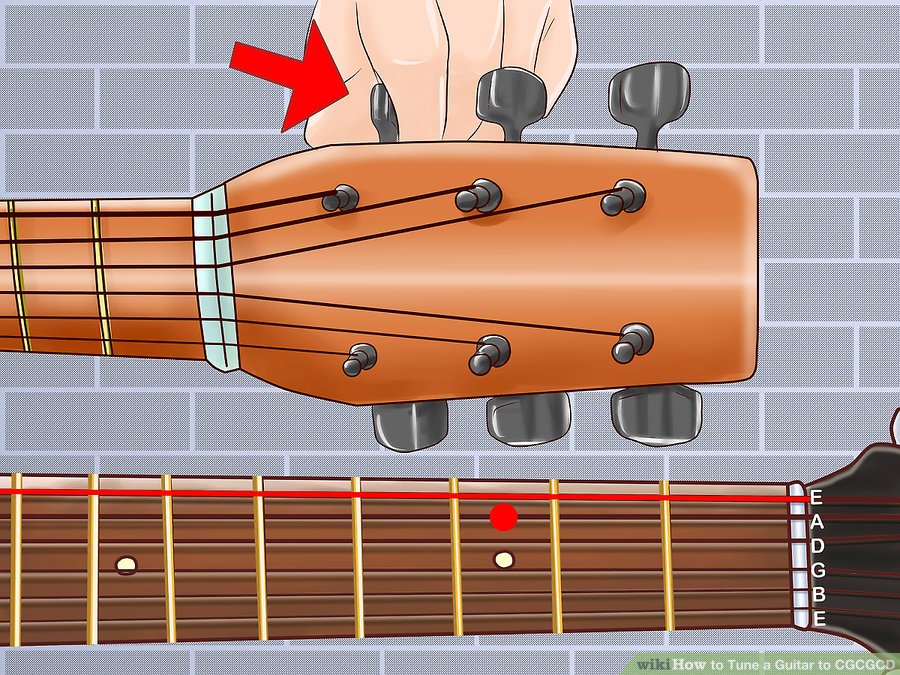 Chỉnh dây E xuống bằng cách lắng nghe âm bass C