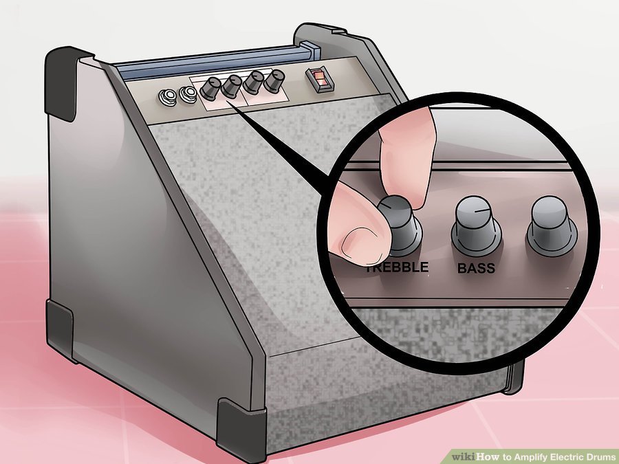 Điều chỉnh nút điều khiển âm trầm và âm cao trên bộ khuếch đại