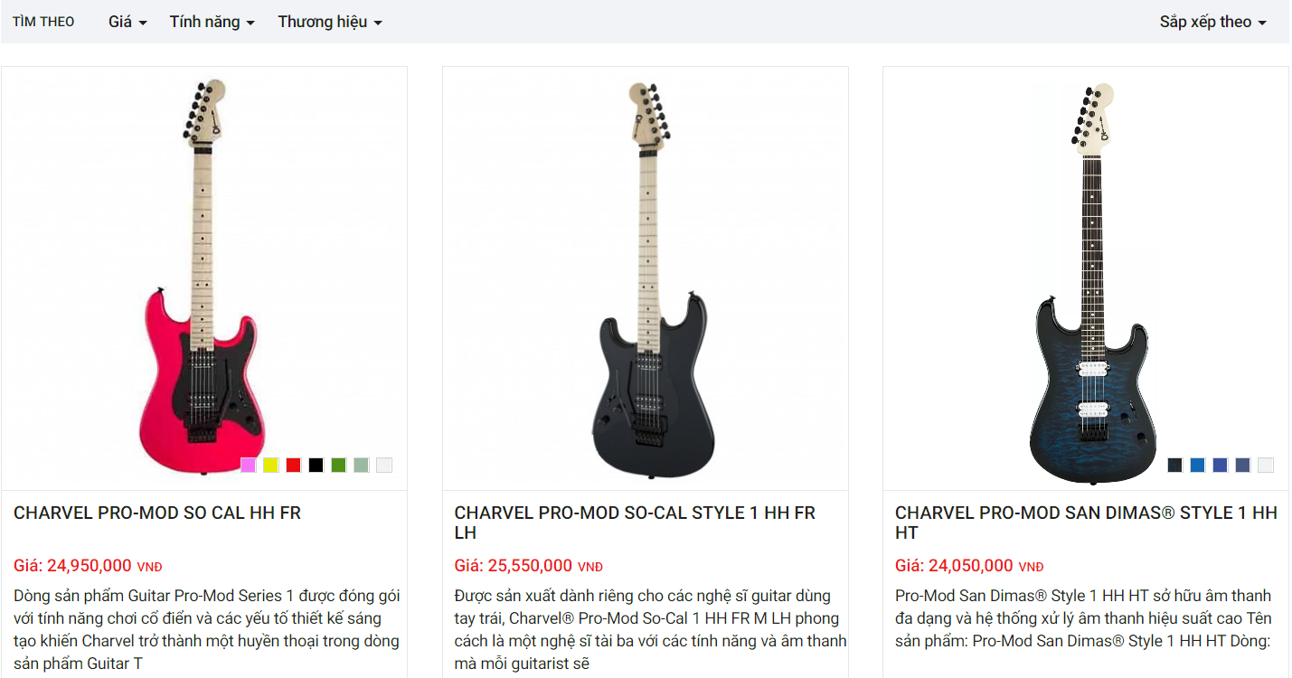 Các mức giá đàn Guitar Charvel thuộc hàng cao cấp nên giá không hề rẻ.