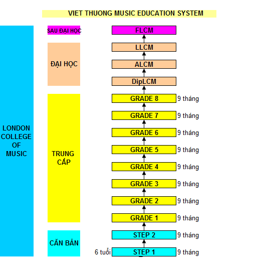 khung-chuong-trinh-dao-tao-lcm-1 Mỗi trình độ tất cả các bộ môn thực hành từ Step – Grade 8 được dạy & học 5 nội dung chiếm tỉ trọng theo bảng sau: