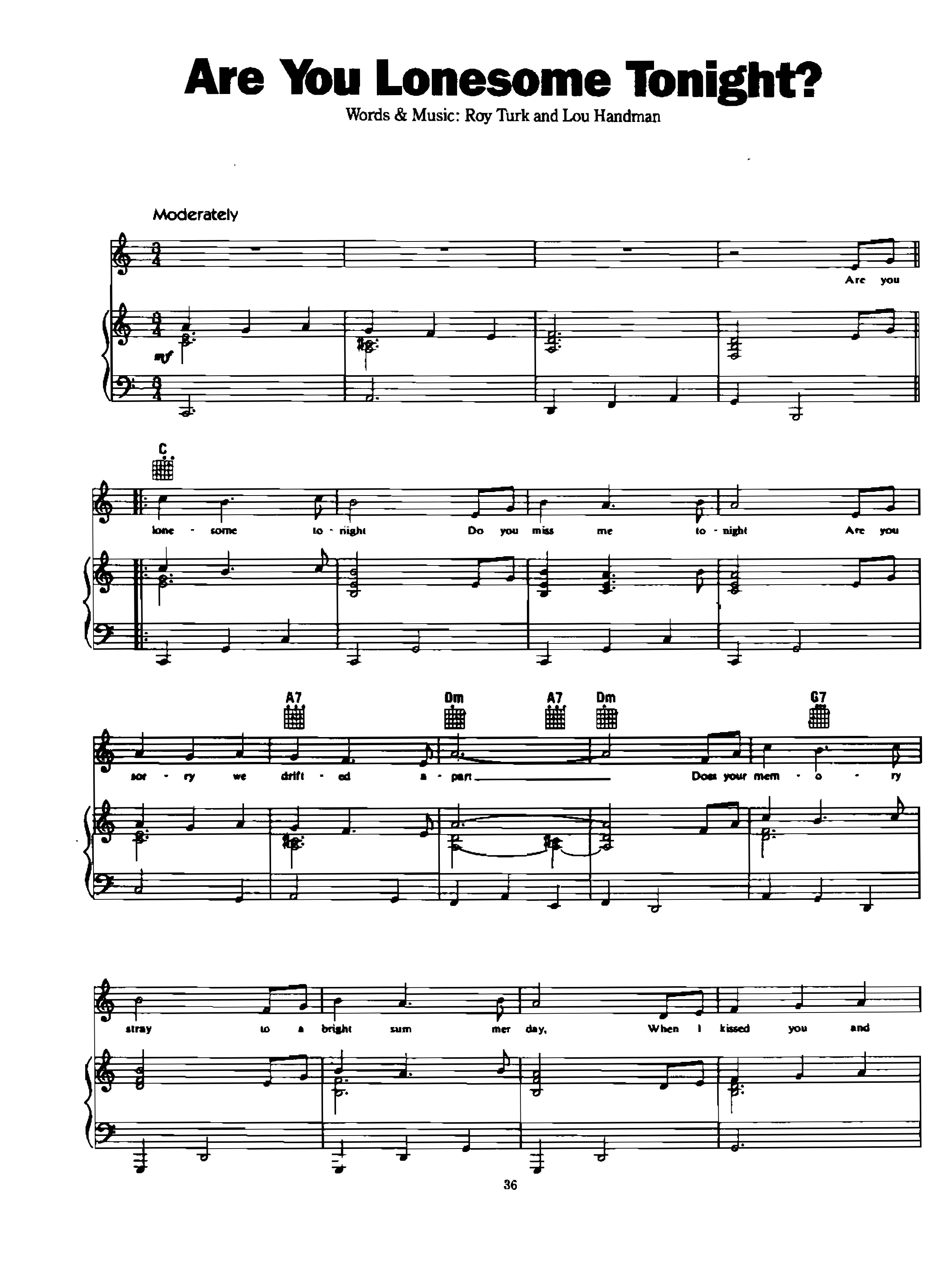 page_000036 Chia sẻ: Elvis Presley với các ca khúc nổi tiếng soạn cho Piano và Guitar Are you Lonesome tonight