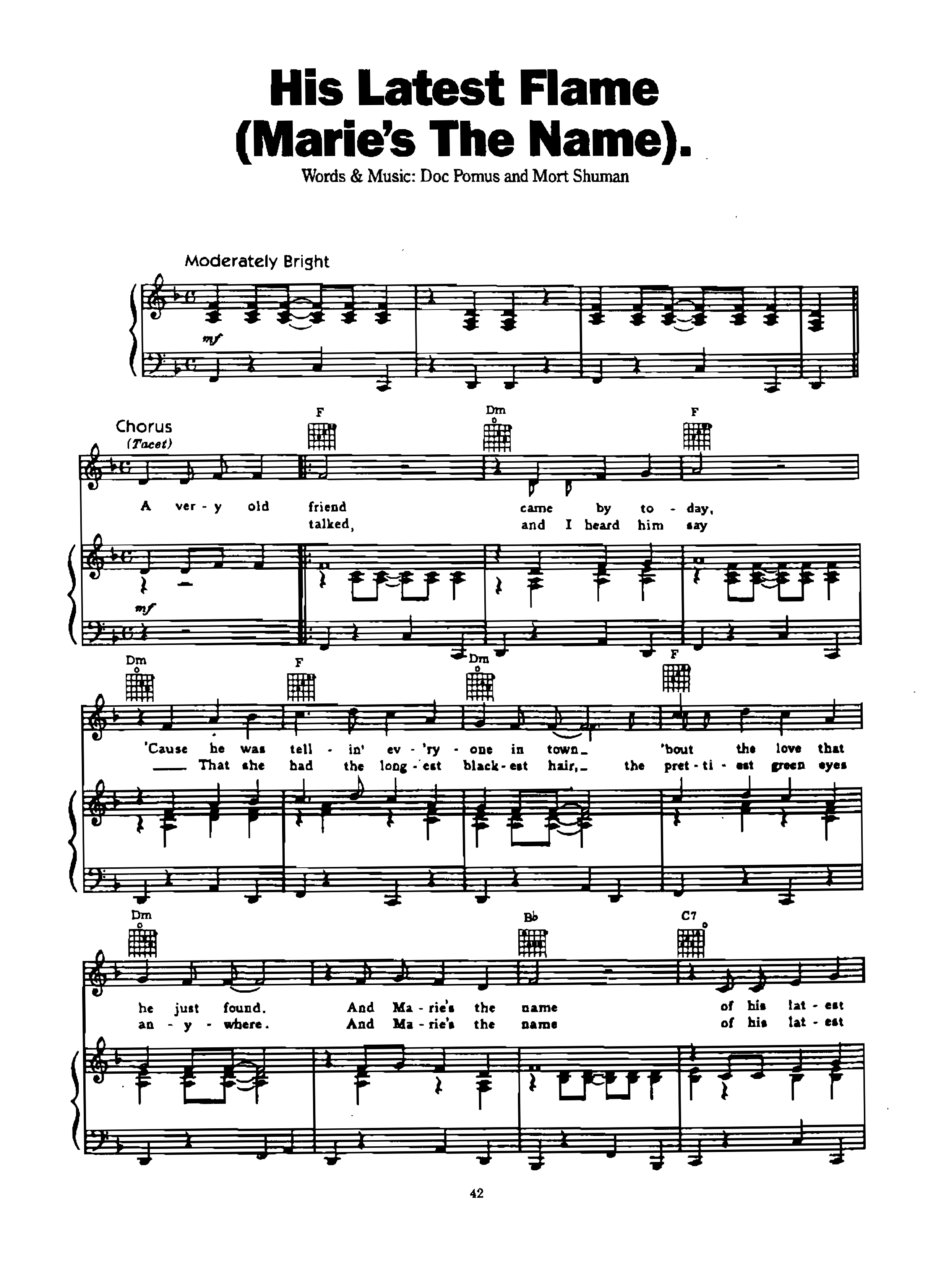 page_000042 Chia sẻ: Elvis Presley với các ca khúc nổi tiếng soạn cho Piano và Guitar His latest flame (Maire's the name)