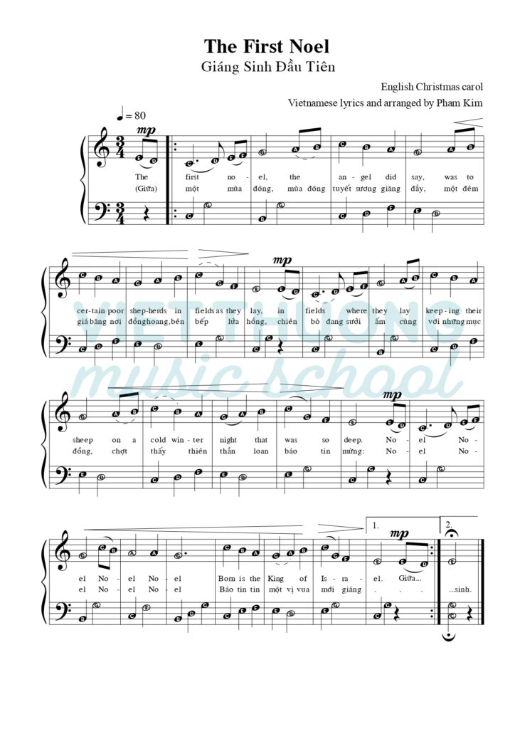 Sheet nhac The Fist Noel ( Đêm Giáng Sinh Đầu Tiên)