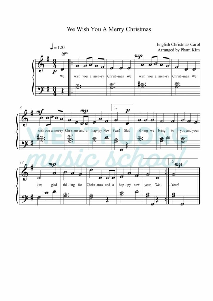Hôm nay Việt Thương Music xin chia sẻ sheet nhạc We wish you a merry christmas cho đàn organ và piano